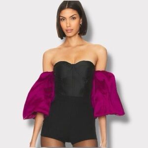 Misa Los Angeles Revolve NWT Dita Black & Magenta Corset Style Top- Size XS